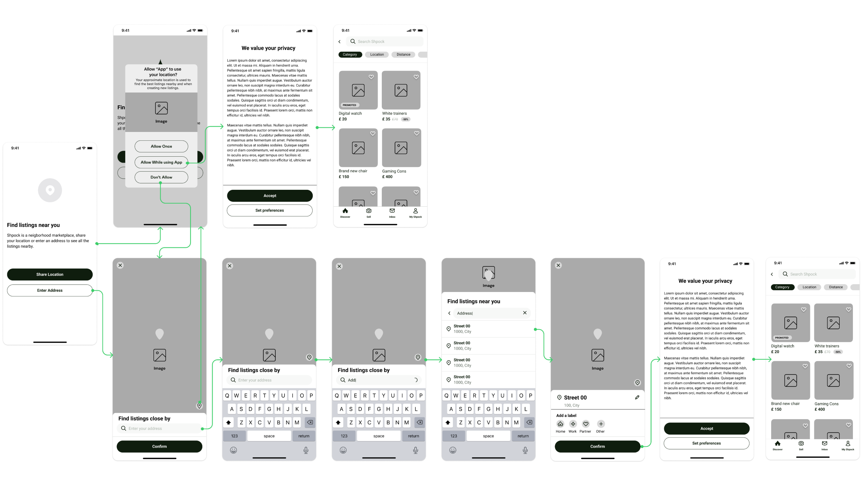 Low-fidelity wireframes